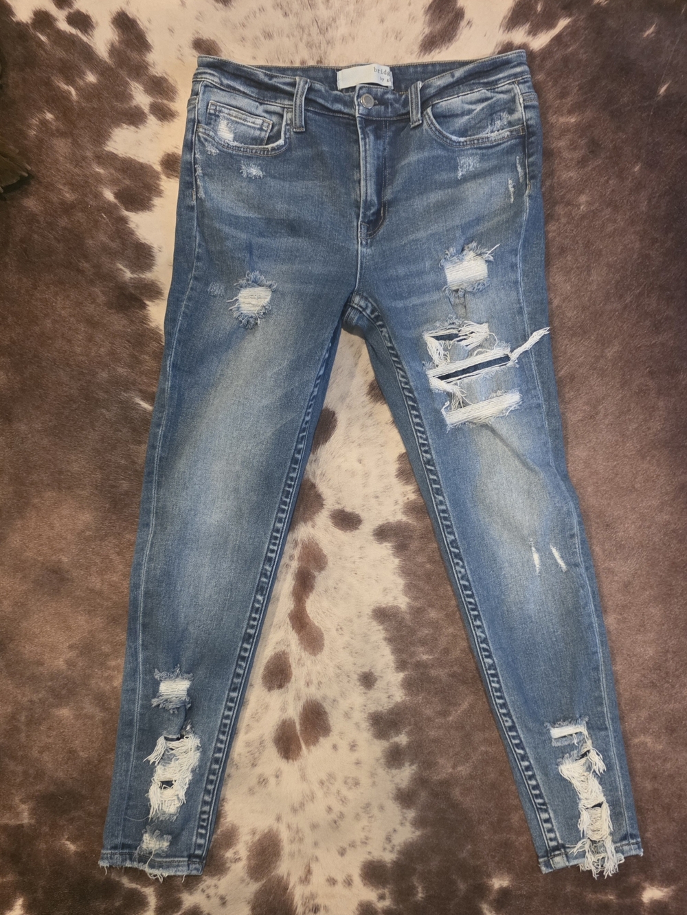 Bridge by GLY Distressed Skinny Jeans Size 30 Medium Wash Ripped Denim